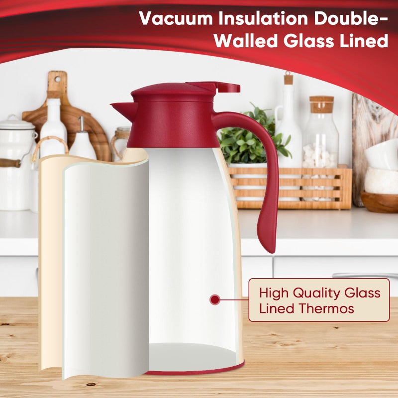 AceChef 40.5 Oz Thermal Coffee Carafe, Vacuum Insulated Glass Lined Coffee Thermos, 1.2Liter Tea Pot with Lid, Heat Retention for Coffee & Tea - Image 3